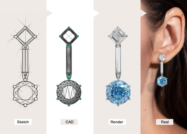 Diamond Earring Rendering